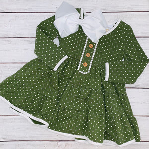 Olive Green Dainty Petal Dottie Dress