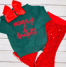 Load image into Gallery viewer, RED Sequined Bell Bottom Pants