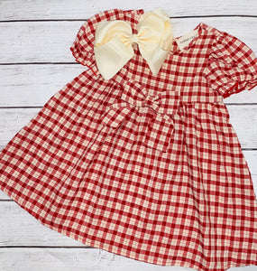 Paisley plaid Woven Red Dress