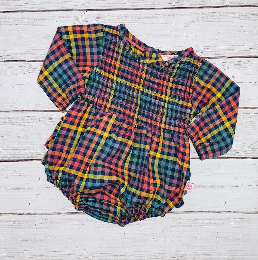 Harvest Rainbow Gingham Bubble Romper
