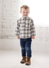 Load image into Gallery viewer, Grey Check Flannel Shirt