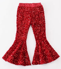 Load image into Gallery viewer, RED Sequined Bell Bottom Pants