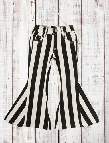 Black & White Striped Bell Bottoms Jeans
