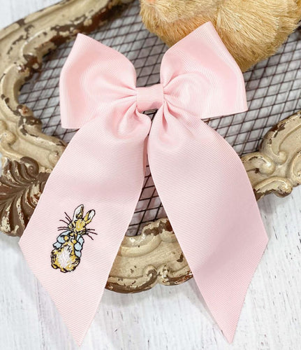 Peter Cottontail Embroidered Bow