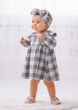 Load image into Gallery viewer, Grey/White Check Flannel Dress