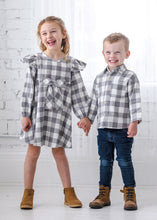 Load image into Gallery viewer, Grey/White Check Flannel Dress
