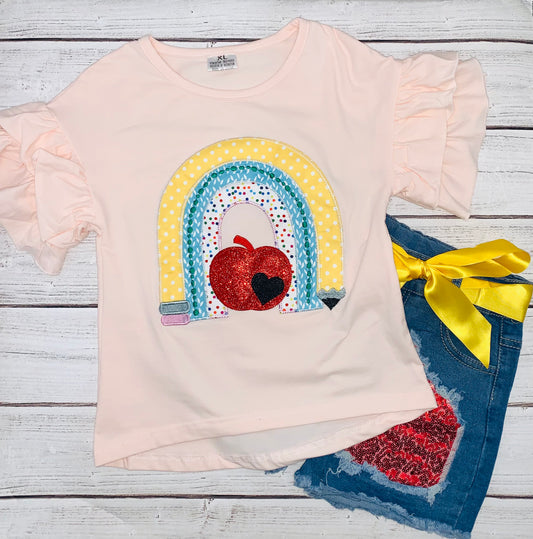 Pencil Rainbow Ruffle Shirt & Shorts