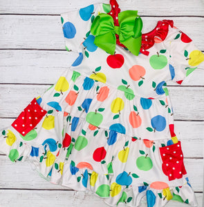 Back To School Apple Pocket Dress