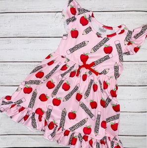 Pink Apples & Animal Print Pencil Dress