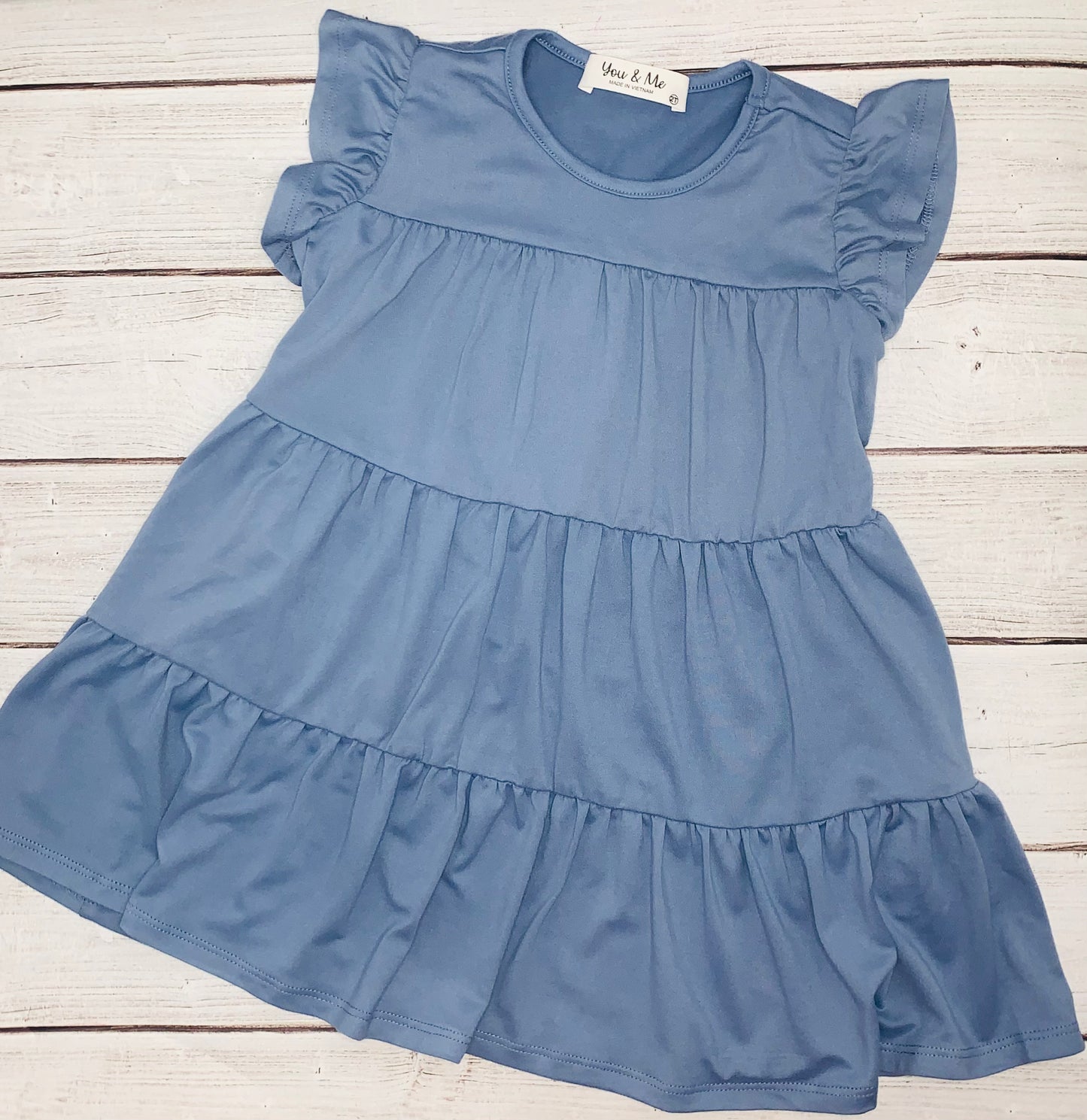 Blue Sleeveless Ruffle Dress