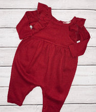Load image into Gallery viewer, Berry &amp; Olive Wreath Waffled Knit Romper