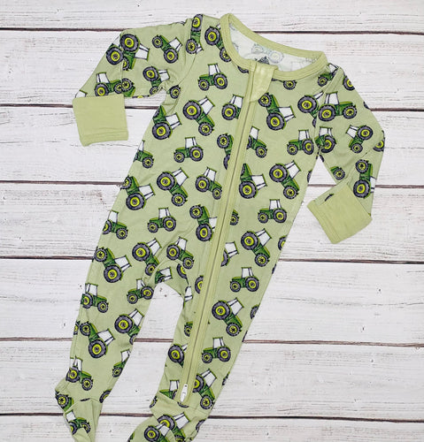 Green Tractor Baby Romper