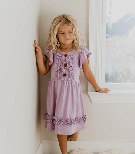 Lavender Ruffle Button Spring Dress