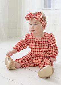 Paisley Woven Red Plaid Romper