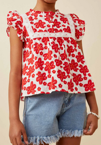 Red Floral Sleeveless Top