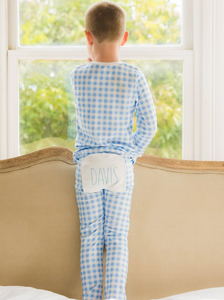 BLUE GINGHAM BUTTFLAP PAJAMAS