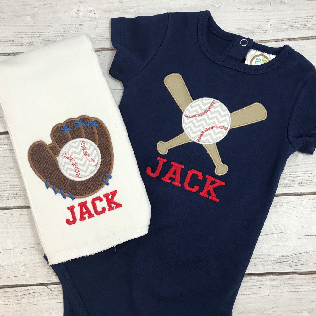 Personalized Baseball Baby Gift Set