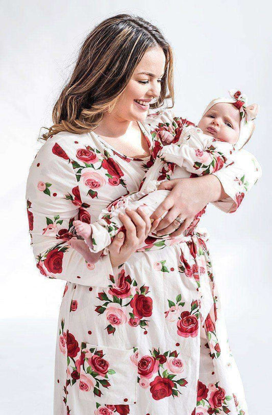 Delicate Red Roses Woman's Robe
