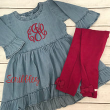 Load image into Gallery viewer, Monogrammed Denim Tunic Dress