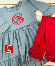 Load image into Gallery viewer, Monogrammed Denim Tunic Dress