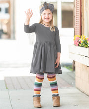 Load image into Gallery viewer, Rainbow Tripe Footless Ruffle Tights