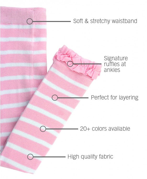 Pink Stripe Footless Ruffle Tights