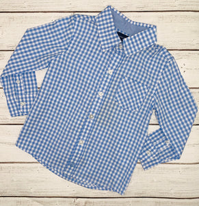 Blue Gingham Button Down Shirt