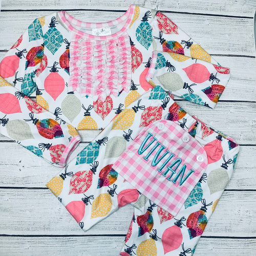 Pink Ornament Buttflap pajamas