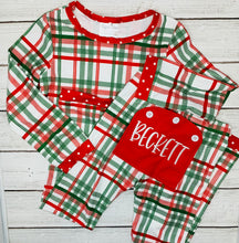 Load image into Gallery viewer, Christmas Plaid Buttflap PJs Unisex