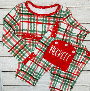 Christmas Plaid Buttflap PJs Unisex
