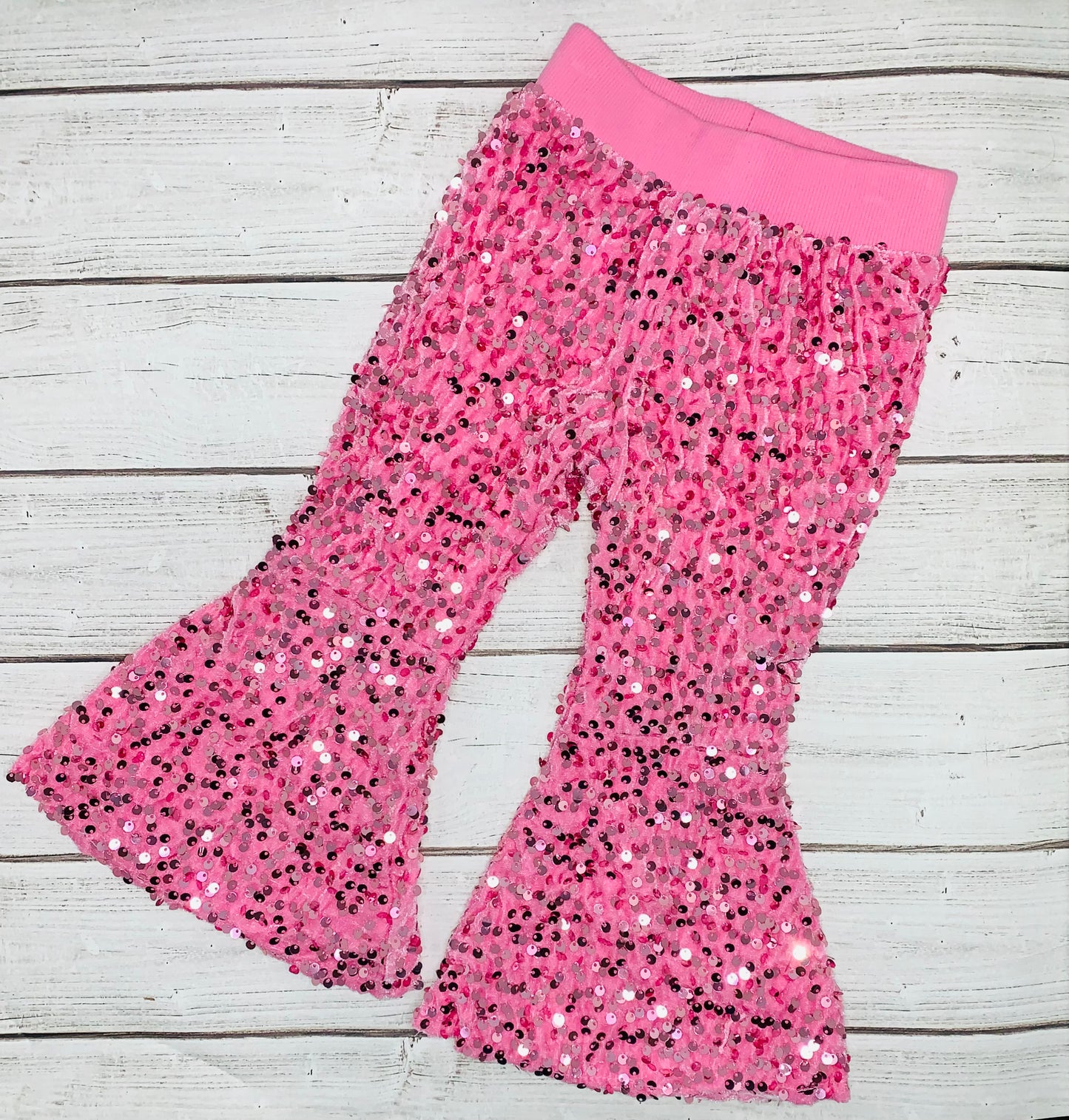 Pink Sequined Bell Bottom Pants
