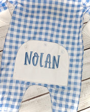 Load image into Gallery viewer, Blue Gingham Butflap Sleeper