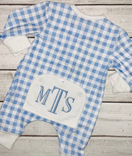 Load image into Gallery viewer, Blue Gingham Butflap Sleeper