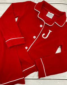 RED BUTTON DOWN KID PAJAMAS