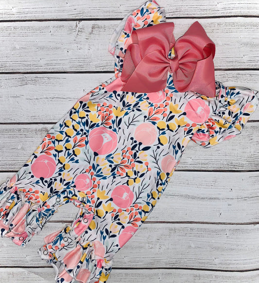 Pink Posies Baby Romper