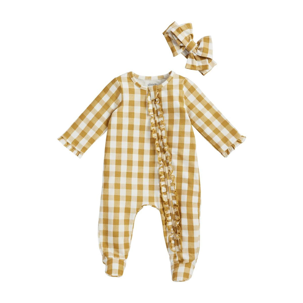 Mustard & Gingham Sleeper Headband Set